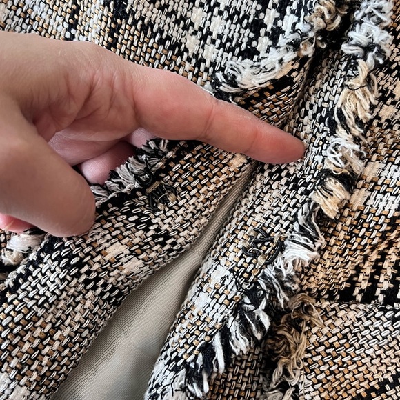 ZARA Tweed Frayed Plaid Blazer Cropped XS - Picture 8 of 16